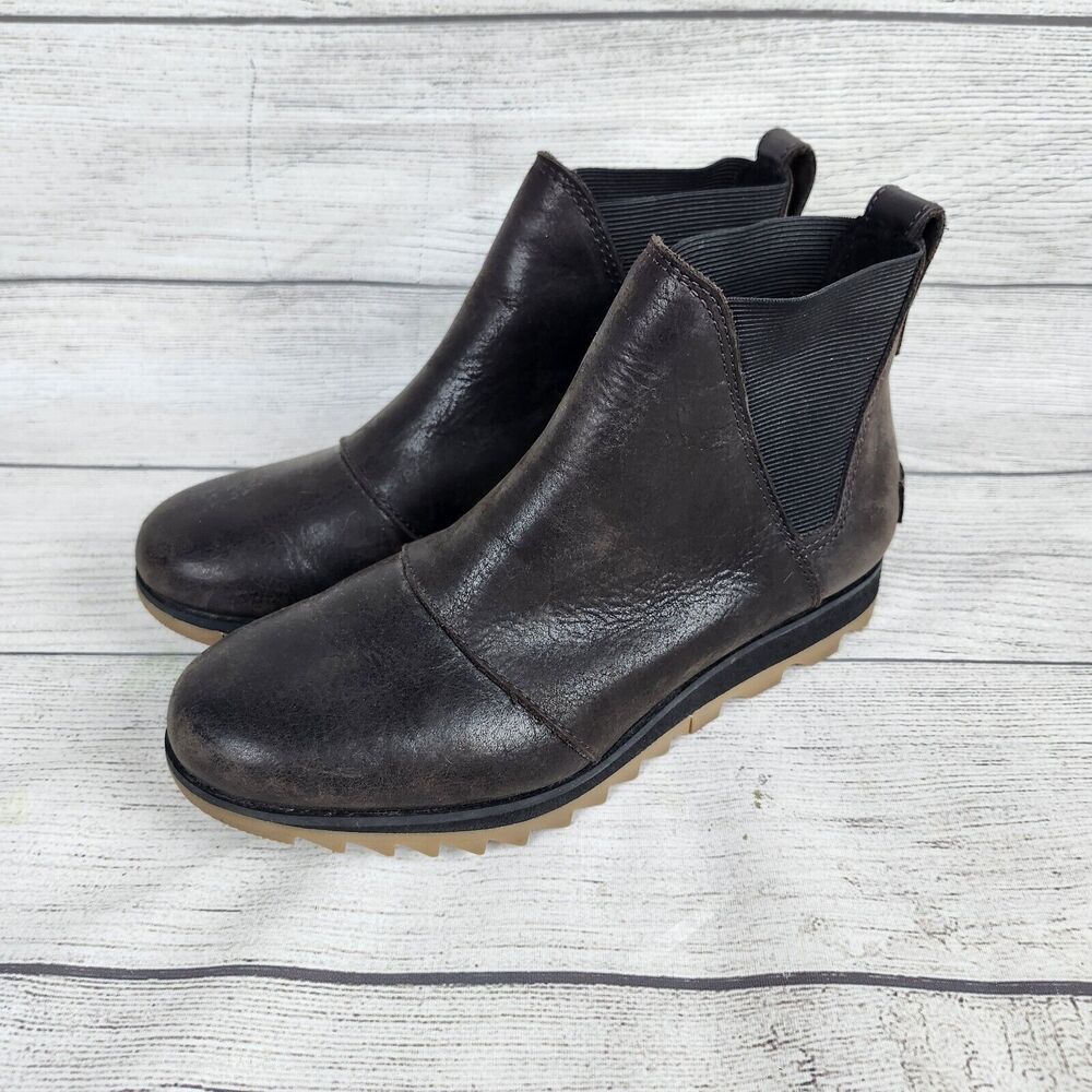 Sorel Women Harlow Chelsea Boot Brown Nubuck Leather Sz 6 NL3726-205 SOR228